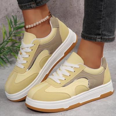 Mode Damen Schuhe 2025 Mix Farbe Sneaker Frau Frühling Herbst Übergröße Schnürschuhe Walking Sportschuhe Damen Dicke Plateau Freizeitschuhe