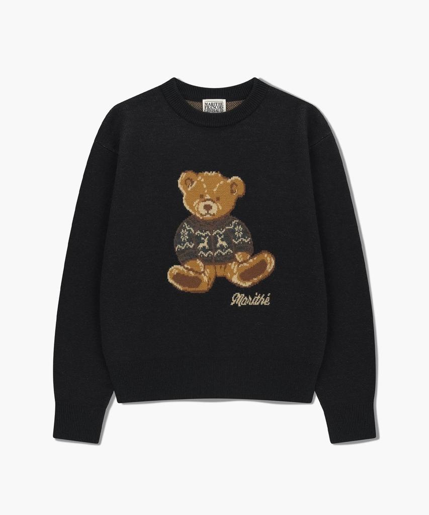 Malittepeulangsowajeobeo Doodle Bear Knit Pullover Navy