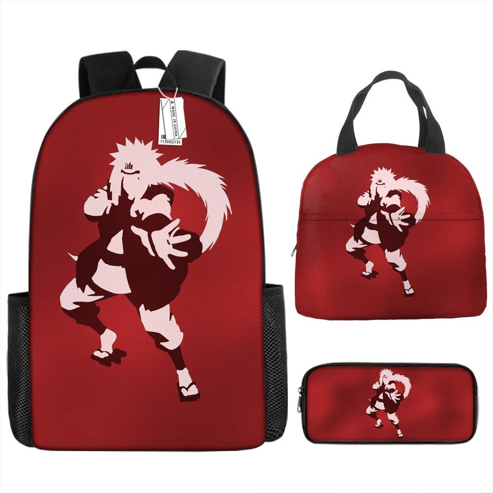 Naruto Shippuden Elementary and Secondary School School Bag Large Capacity Campus Backpack Lunch Bag Pencil Bag Three-piece Set