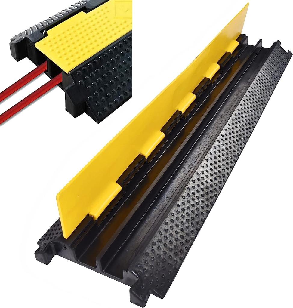 Bimiti 2-Kanal Bodenkabel-Schutz, Kabelabdeckung, Outdoor-Kabelabdeckung, Bodenkabelschutz, Gummi-Elektrokabel-Schlauchschutz,