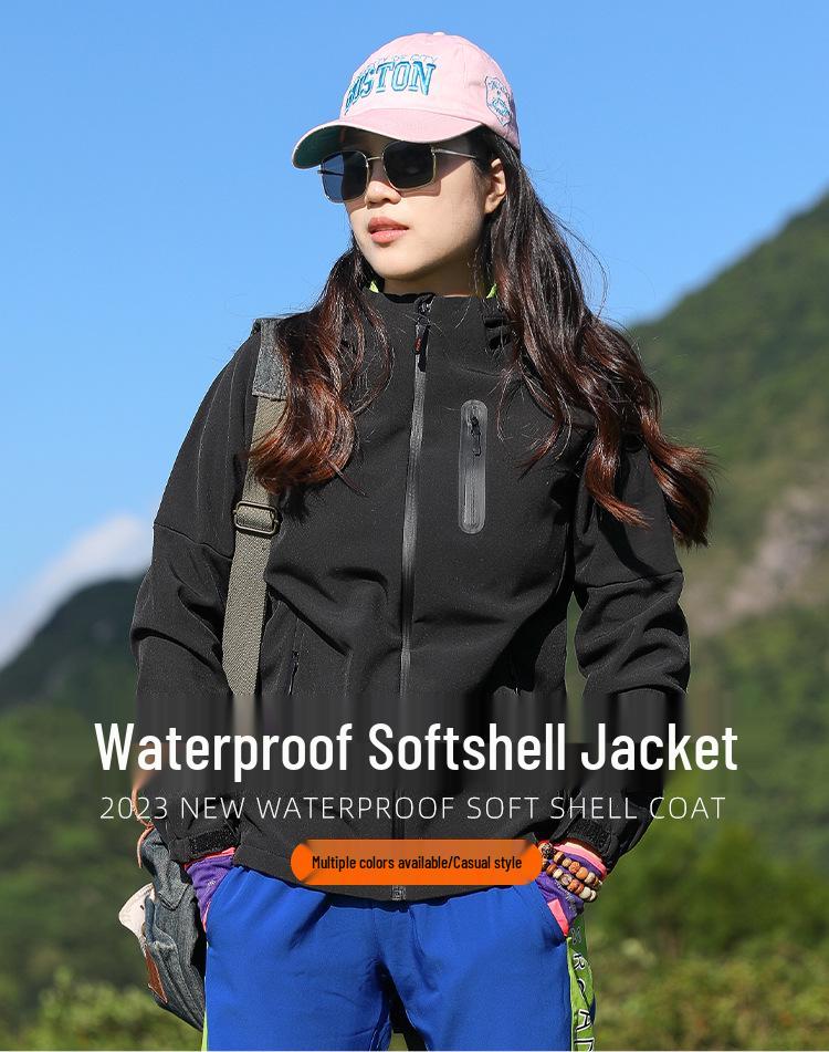 Women's Outdoor Windproof Fleece Softshell Jacket - Warm, Rainproof, Casual Hiking & Trekking Coat for Autumn