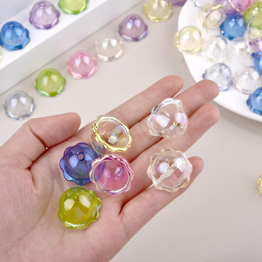 10pcs DIY Flower Bead Caps Transparent Keychain Pendant New Petal Charms Beads  Earring Jewelry