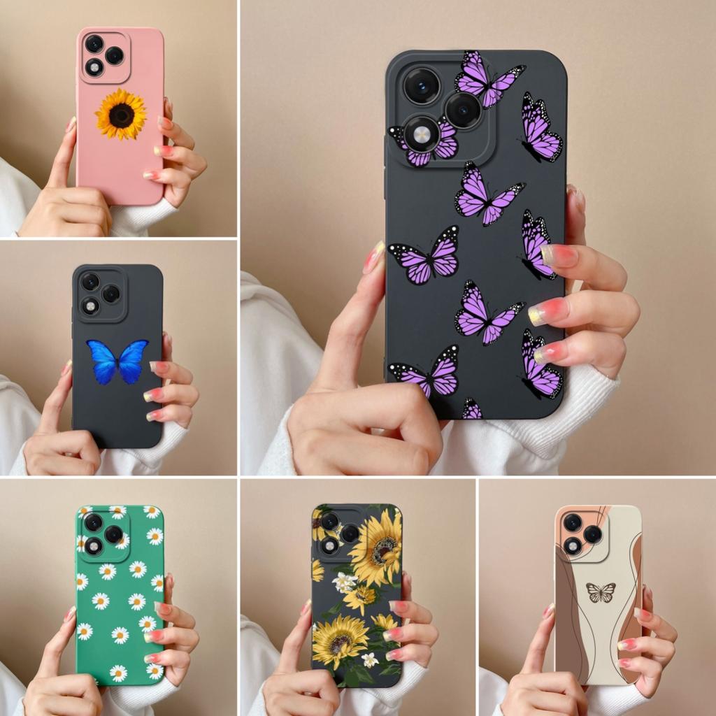 Phone Cases For Huawei Honor 400 Lite X8 X6b X7c X60 X5b X8c X9c Beautiful Butterfly Sunflower Soft Liquid Silicone Dustproof Shell For Huawei Housing