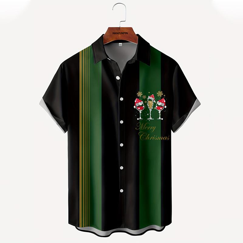 New Summer  Merry Christmas Printing Shirts & Blouses Christmas Gift Reindeer Graphic Christmas Shirt Hawaiian Shirt Men Tops