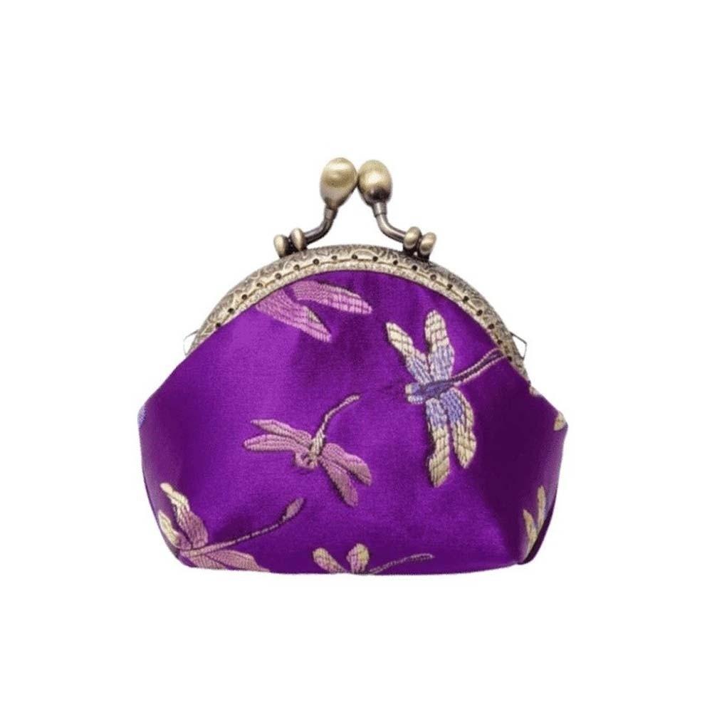 Anti-lost Kiss Lock Coin Purse Polyester Portable Brocade Mini Pouch Chinese Style Thickened Embroidered Small Pocket Ring
