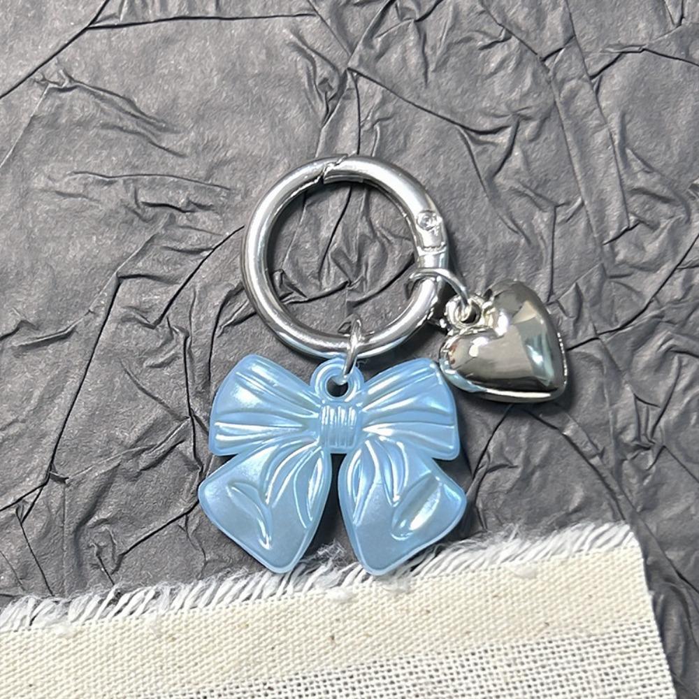 3D Print Bowknot Heart Keychain Purple Color Bow Design Bag Pendant Alloy Jewelry Accessories Backpack Keyring Bag Decoration