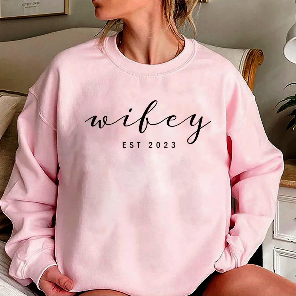 Wifey EST mikiny Svatební svetr Svatební košile Funny Wife Tričko Dárek pro ni Ženy Trendy estetické mikiny Topy