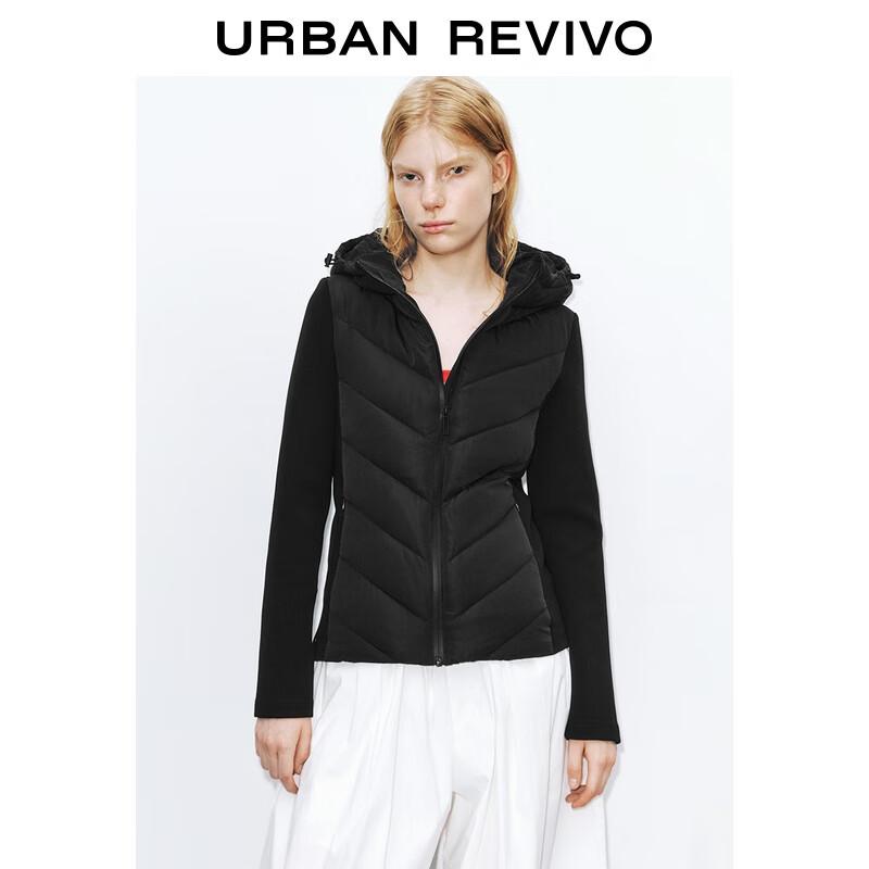 UR 2025 Winter Women's Simple Quilted Hooded Zipper Cotton Jacket