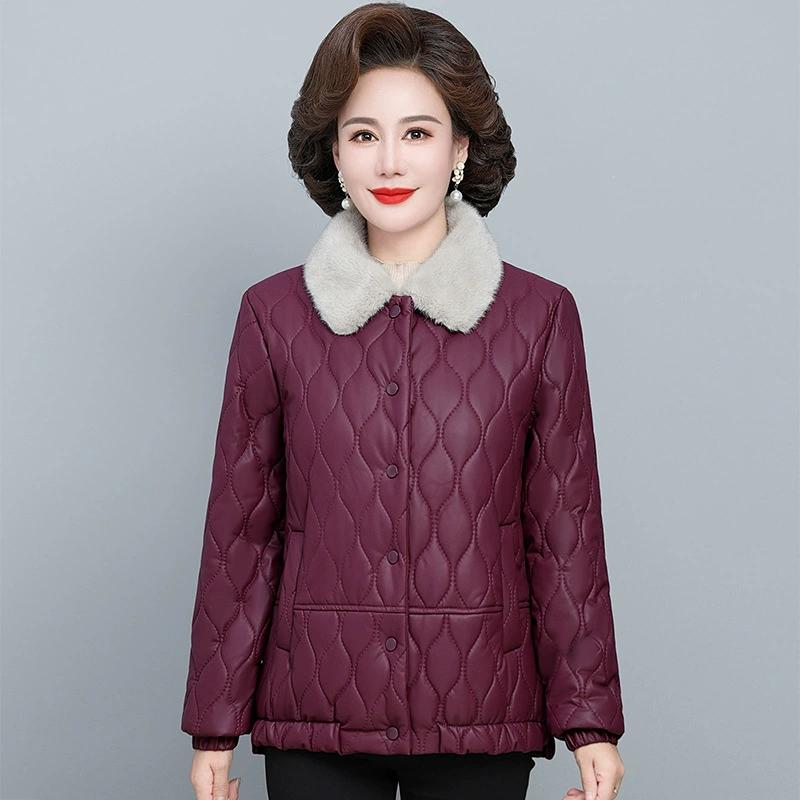 Imitation Leather Padded Jacket, Western Style Plus Velvet Thickened Cold-proof Padded Jacket