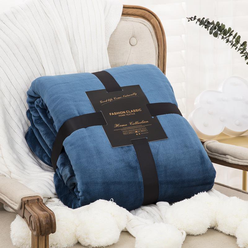 Thickened Flannel Fleece Solid Color Blanket - Office Nap & Gift Blanket with Custom Logo