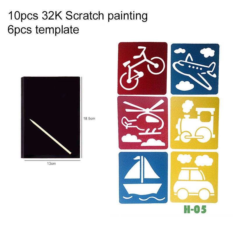 10 SZTUK Magiczny Kolor Tęczowy Papier Rysunkowy Scratch Art Karta 32k z Pustym Szablonem do Szkoły Artykuły Plastyczne Narzędzia do Malowania TMZ