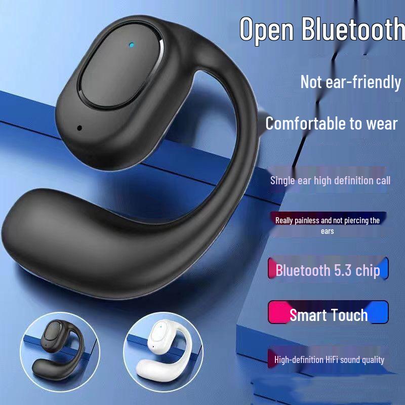 Wireless Bone Conduction Ear-hook Bluetooth Earphones: Sports Noise Cancelling, Long Battery Life, Compatible with Apple & Huawei