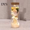 Eternal Rose With Warm Light Illumination Preserved Flower Glass Wishing Bottle Soap with LED Romantic Gift for Lover Friends