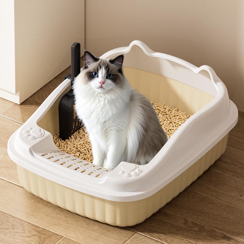 Bandeja de arena para gatos elevada grande anti-salpicaduras