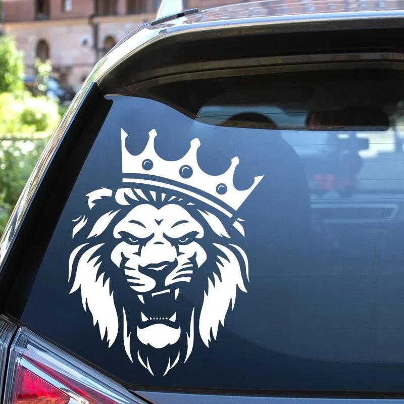 LYKX Die-Cut Lion with Crown Car Sticker Waterproof Auto Decors On Bumper Rear Window Vinyl Decal