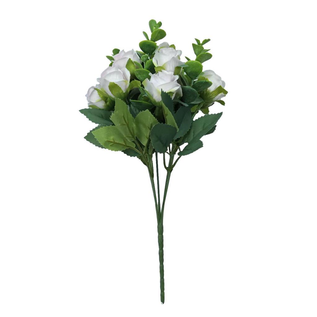 Künstlicher 5-Zweig-Rosen-Eukalyptus-Strauß für Heimdekoration und Foto-Requisiten