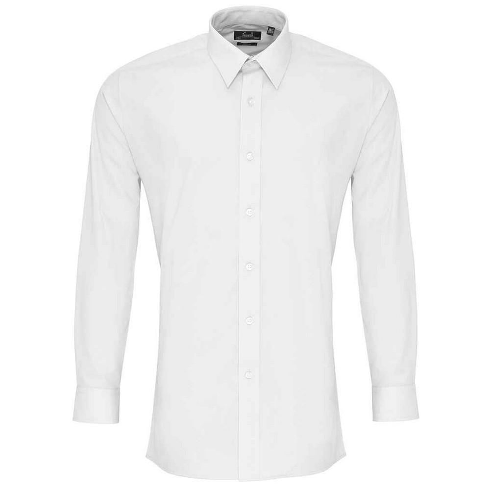 Premier Mens Poplin Fitted Long-Sleeved Shirt