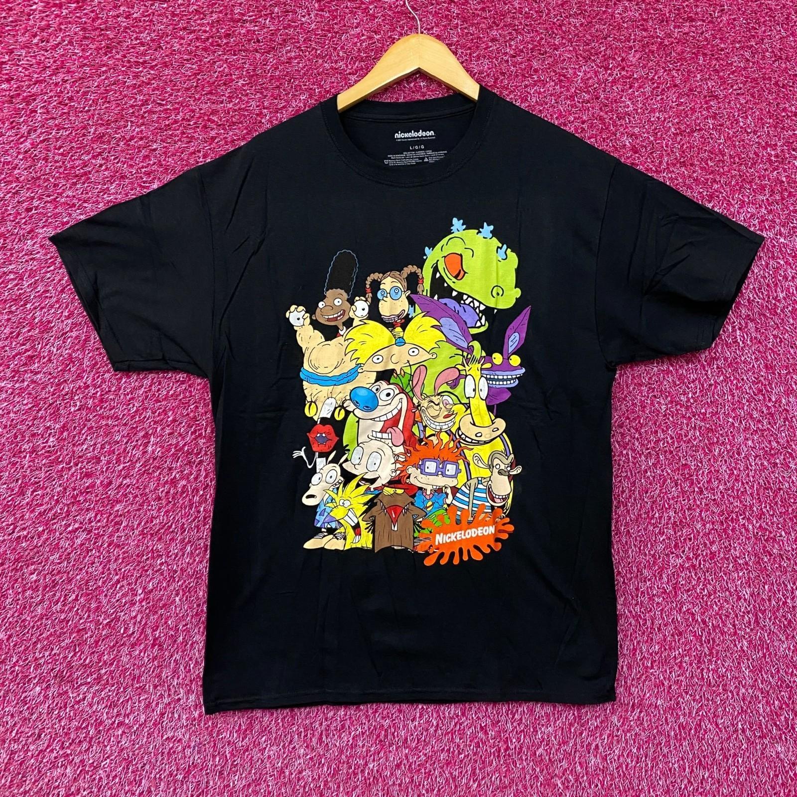 Nickelodeon Cartoon Characters Group Shot Graphic Black Tee Large XXXXL