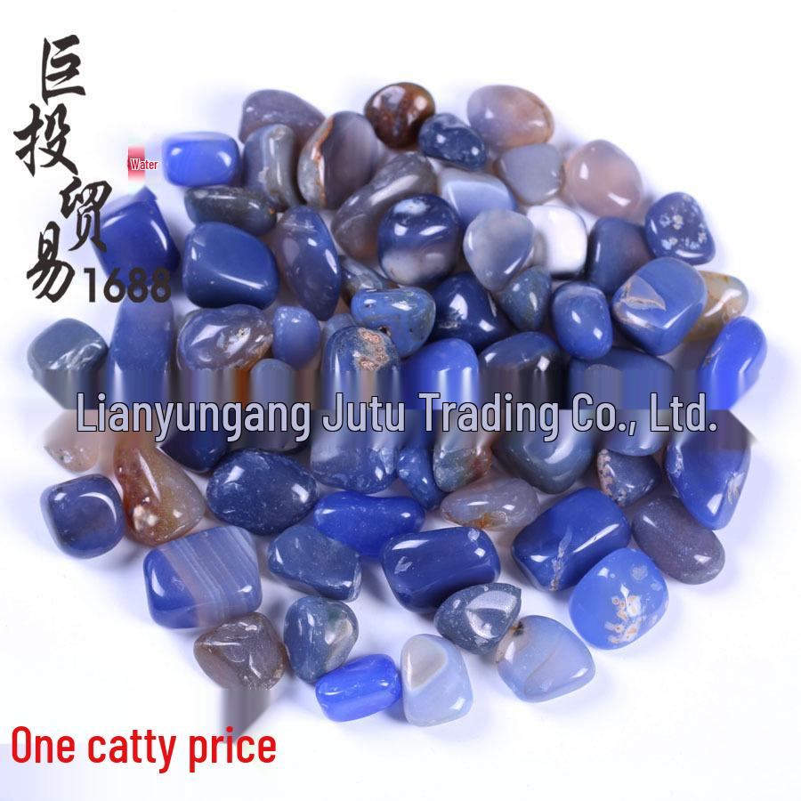 Blue Agate Gravel Yuhua Stone Ornaments - Various Size Pieces, Baked Color Decoration.