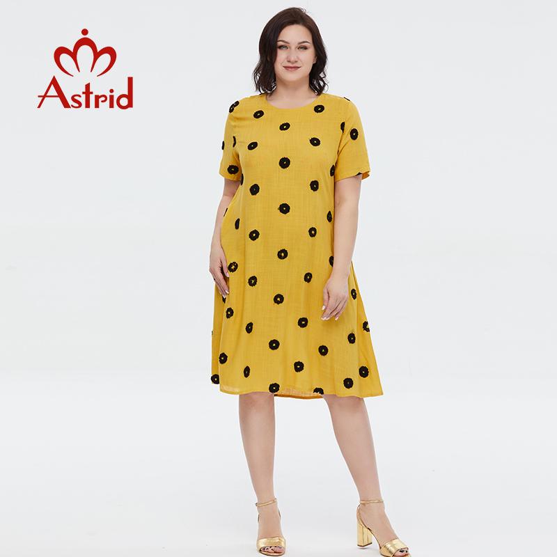 Astrid Women's Summer Dress 2023 Elegant Dress Cotton Oversize Office Polka Dot Embroidery Design Pocket Long Dresses for Women