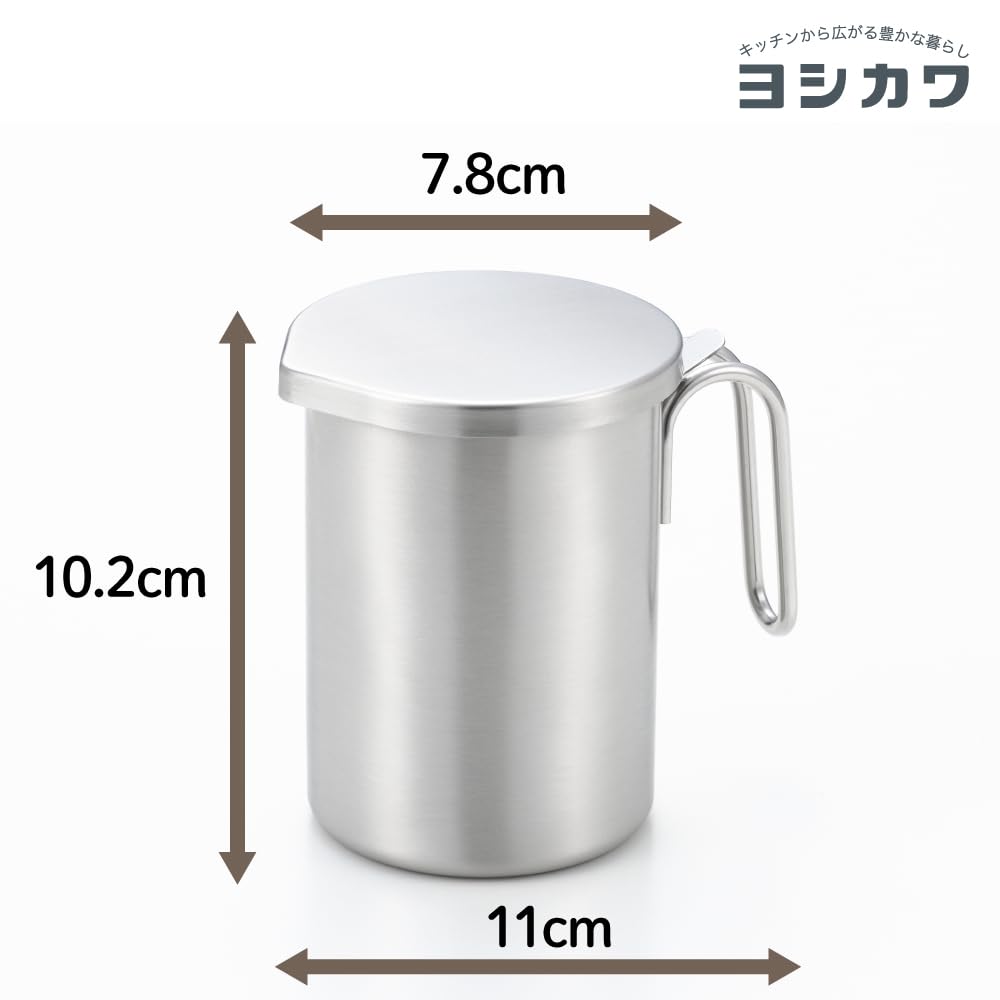 Yoshikawa And/And Nerezový Mini Hrnec na Olej, 380 ml, s Sítkem a Víčkem, Vyrobeno v Japonsku, Tsubame-Sanjo, Vhodné do myčky, AN0217