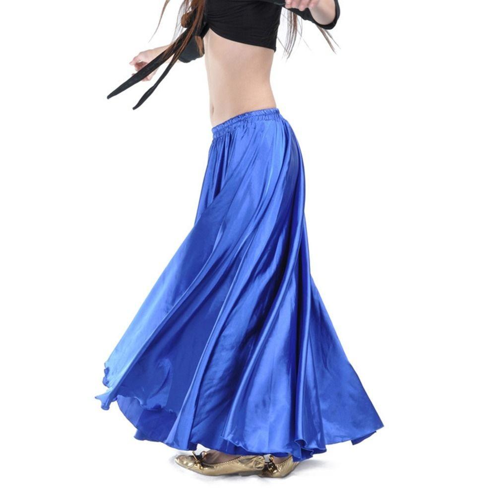 

Fashion Sparkling Satin Satin Skirt Spanish Professional Belly Dance Skirt Show Costumes Large Swing Dancer Practice Wear Dance королевский синий
