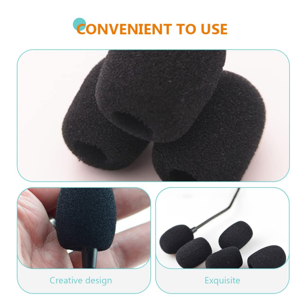 Microphone Cover 40PCS Microphone Sponge Lapel Microphone Sponge Windshield Microphone Headset Thick Washable Inner Diameter 40pcs Black Diameter