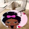 Rosa Afro-Mädchen Stuhlmatte - Runder Teppich für Heimdekoration, Büro, Wohnzimmer, Schlafzimmer Geschenk - Geeignet für verschiedene Räume0511b