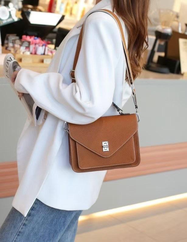 Pattern Cowhide Small Square Bag Women's New Women's Leather Bag Commuter Casual Versatile Shoulder Messenger Bag