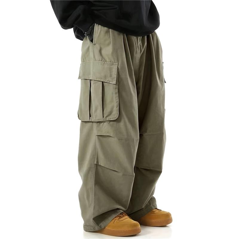 Men's Summer American Retro Overalls, All-match Solid Color, Outdoor Slim Straight Casual Trousers