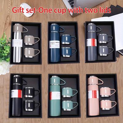 1 Piece/1 Set, Vacuum Flask, Stainless Steel Thermal Insulation Water Bottle with Additional 2 Lids, Travel Thermos Cup for Hot and Cold Drinks, Gifts