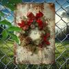 Vintage Metal Tin Sign Retro Christmas Wreath Wall Decor Home Kitchen Bar Gift