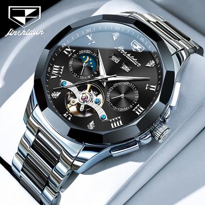 JINSHIDUN Orologio Multifunzionale da Uomo Orologio Meccanico Automatico Impermeabile in Ceramica con Doppio Calendario di Tendenza da Uomo