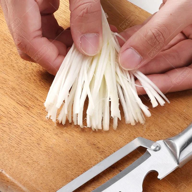 Pelador de Cocina Multifunción de Acero Inoxidable Específico para Cocina para Cortar Frutas y Verduras con Mango de Madera/Acero