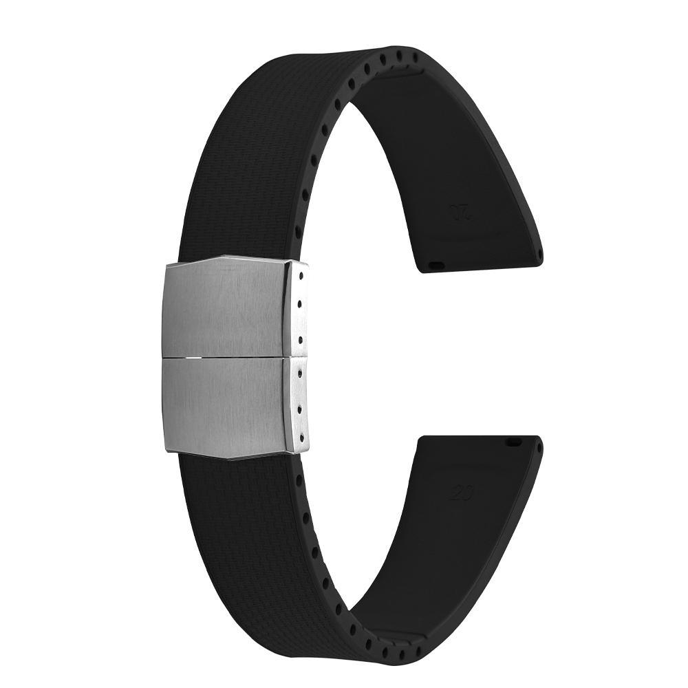 20mm Delugs CTS FKM Gummi Uhrenarmbänder mit 4 Farben Schmetterlingsschließe Einzigartige Textur Schnellverschluss Uhrenarmband für Markenuhr