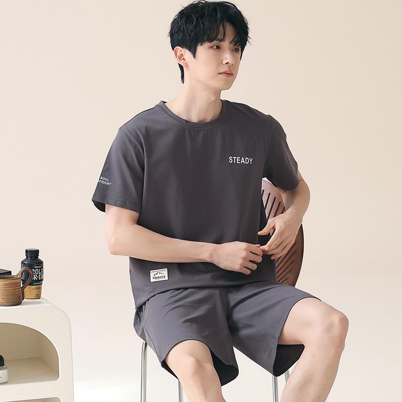 

Men s Summer Short Sleeve Cooling Modal Pajama Set - Wearable Outdoors, Loose-Fit Homewear 2XL