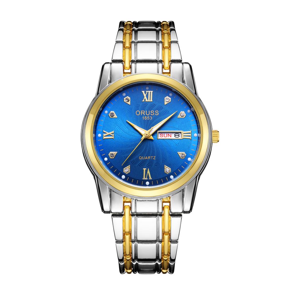 Relógio de quartzo comum automático com ponteiro redondo masculino à prova d'água relógio de calendário duplo