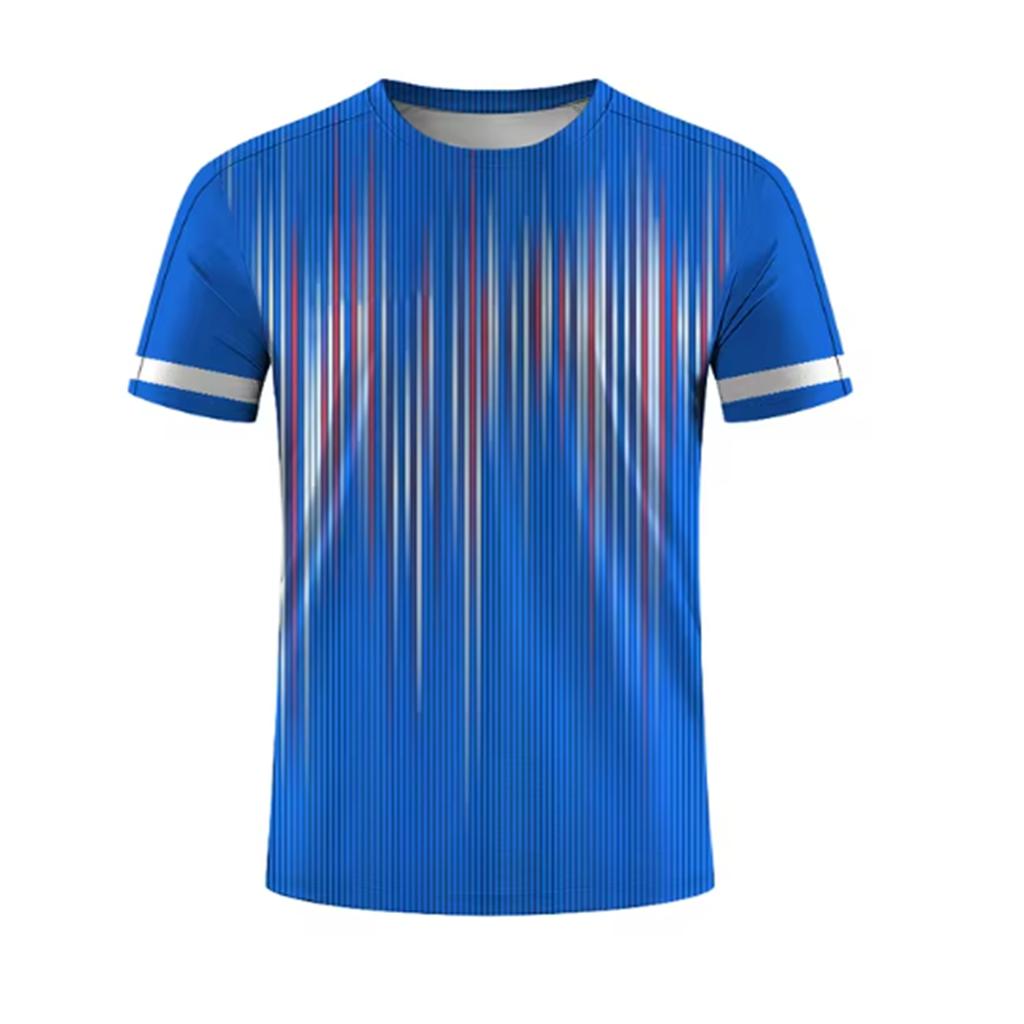 Men's 3D printed striped print breathable casual comfortable loose men's clothing sports T-shirt