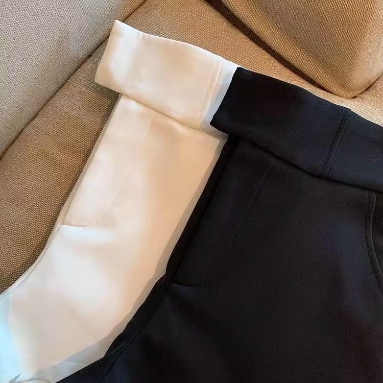 Trendy White Women’s Suit Shorts High-waisted A-line Trousers – Versatile Slimming Straight-leg Casual Wide-leg Trousers for Summer