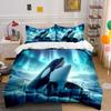3Pcs Orca Leaping Under Northern Lights Duvet Cover Set With 3D Printing Design Soft Polyester Bedding Set All-Season Comfort
