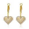 Heart-Shaped Zircon Inlaid Pearl Stud Earrings - Fresh, Sweet, Simple, Fashionable.