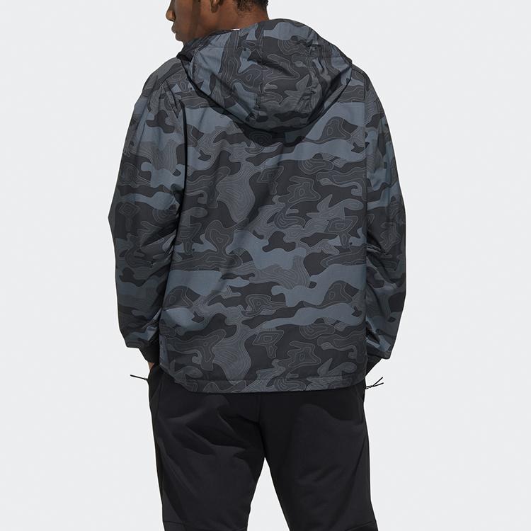 Adidas Camouflage Print Sports Jacket Men Jackets Black FM9371