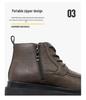 Men's Cowhide Lace-up Martin Boots - Winter Thick Sole, Outdoor Casual, Height-increasing Mid-top Work Shoes