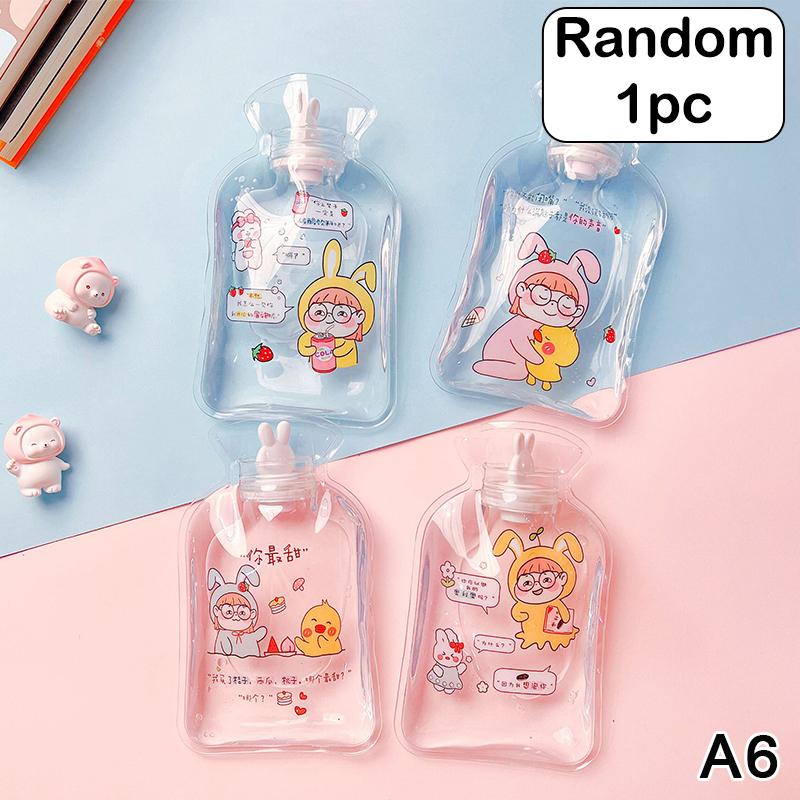 Portable Safe Hot Water Bag Cute Girl Heart Relaxing Transparent Warm Water Bottle Household Mini PVC Material Hand Warmer 1pc