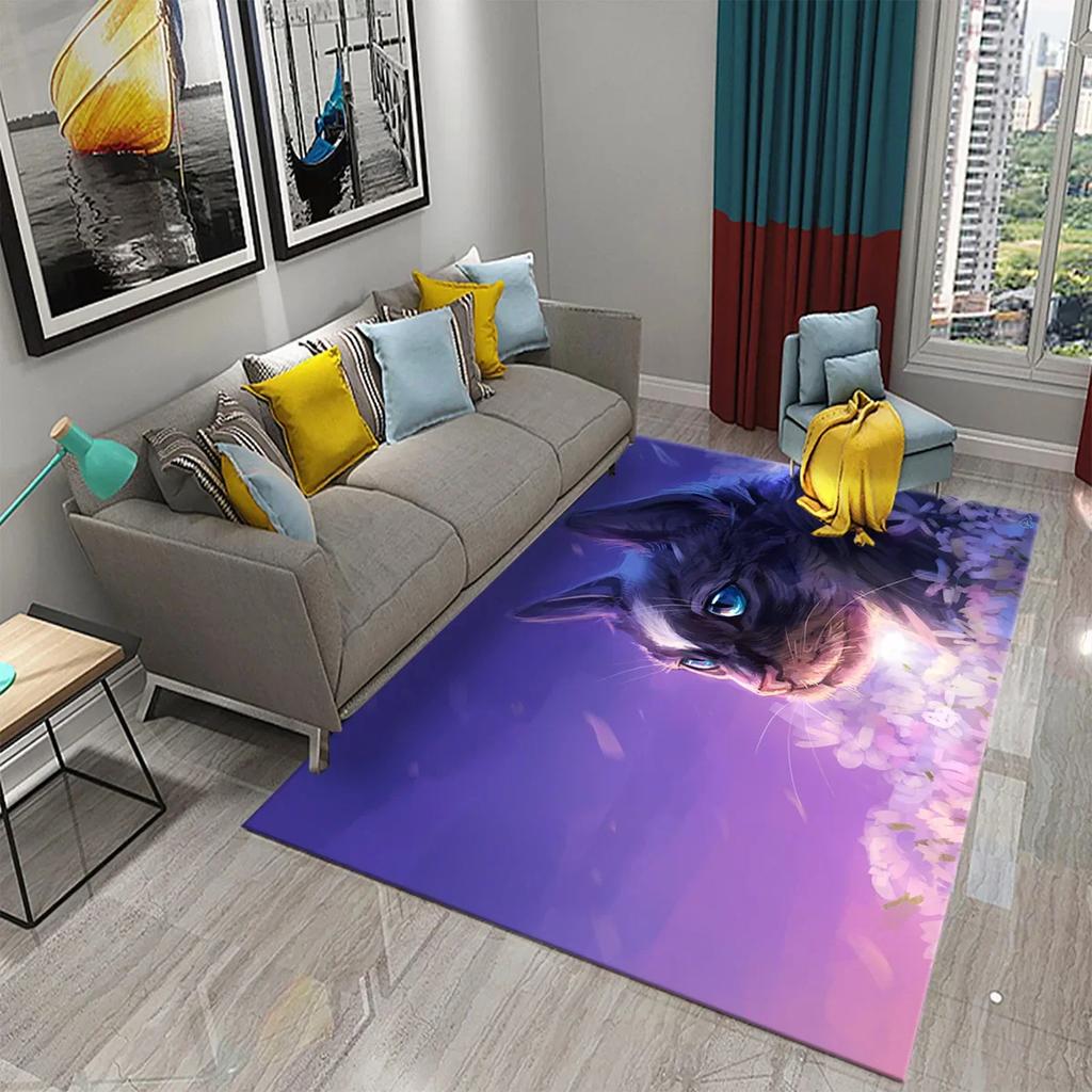 3D Cute Fantasy Cartoon Cat Carpet for Bathroom Kitchen Entrance Anti-Slip Mats Bedroom Doormat Living Room Welcome Decor Mats