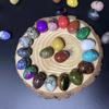 10pcs Multifunctional Natural Polished Stone Egg Random Pattern 22x30mm Easter Decoration Egg Mini DIY Egg Craft