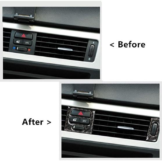 Thor-Ind Carbon Fiber Central Air Conditioning Vent Outlet Cover Trim Frame for BMW Old 3 Series E90 E92 E93 2005-2012 Car Interior Decor Decal