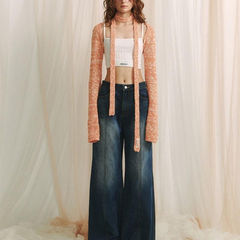 MEENDERI SLUB KNIT LONG SCARF - SALMON