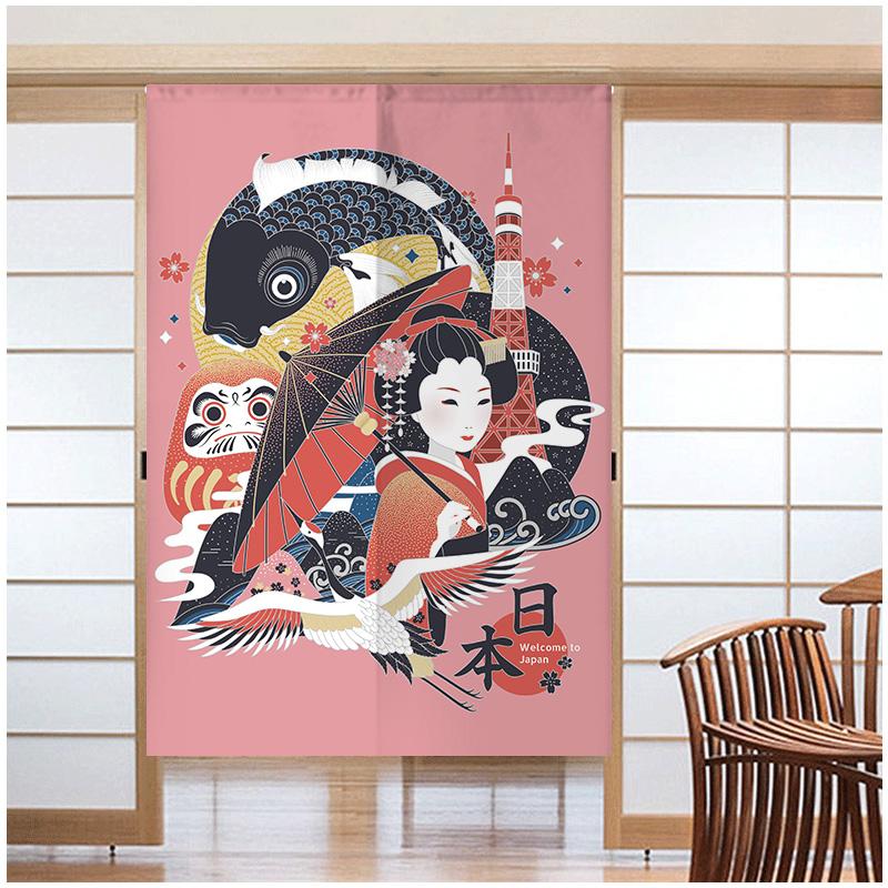 Japanese Sushi Door Curtain Partition Kitchen Doorway Decorative Drapes Cafe Restaurant Entrance Noren Half-Curtain