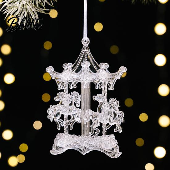Indoor Seasonal Home Decor Faux Crystal Christmas Ornaments, Clear Acrylic Reindeer/Bell/Wreath/Wine Glass Winter Transparent Angel Shaped Charms